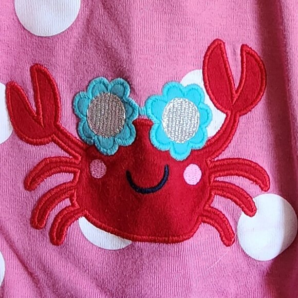 Carter's Baby Girl Polka Dot Crab Embroidered Romper Size 18 Months - Picture 4 of 5